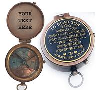 Personalized Engraved Compass - Custom Text | Baptism, Communion, Birthday, Christening Gifts for Boys & Men