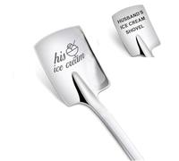 Personalized Engraved Couple Tea Ice Cream Spoon & Coffee Shovel for Him Her-Stainless Steel Customised Gifts for Wedding/Anniversary/Best Friend - Non-slip Dessert Spoon