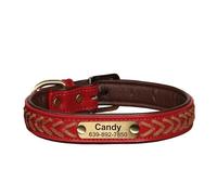 Personalized Engraved Dog Collar PU Leather Dog ID Collar Engraved Pet Collar Adjustable(Red 2,M)