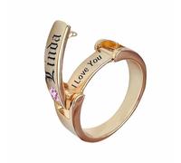 Personalized Engraved Hidden Message Birthstone Ring, Personalized Birthstone Rings Engraved Family Name for Mom Grandma Daughter Wife Birthday Christmas