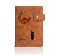 Personalized Engraved Leather Journal, Custom Name & Pattern, A5 Hardcover Notebook 200 Pages, Premium Gift for Birthday Graduation, Women Men Office School Diary, 15 x 21.5 cm (Orange)