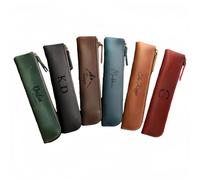Personalized Engraved Leather Pen Pouch, Custom Name/Initials/Logo On Genuine Leather, Zippered Pencil Case For Fountain Pens, Travel & Office, Gift For Him, Students, Or Professionals