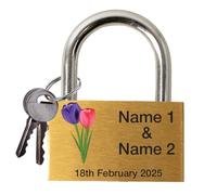 Personalized Engraved Love Lock - Wedding & Anniversary Ceremony Gift - Custom Padlock Couples Name Linked Hearts Romantic Bridge Keepsake (Rose 2)
