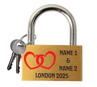 Personalized Engraved Love Lock - Wedding & Anniversary Ceremony Gift - Custom Padlock Couples Name Linked Hearts Romantic Bridge Keepsake (Linked Hearts)