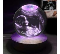 Personalized Engraved Photo Crystal Night Light - Customizable Crystal Ball with Ultrasound Photo - Comes with 7 Color LED Base - Gifts for Expectant Parents