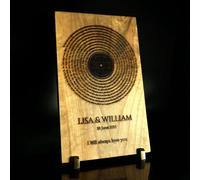 Personalized Engraved Song Lyric Plaque - Walnut Vinyl Record Style Wooden Gift with Custom Names, Date & Message - Anniversary or Wedding Keepsake