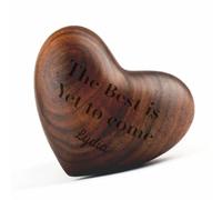 Personalized Engraved Wooden Heart Ornament - Custom Handcrafted Keepsake for Women & Men, Good Luck Charm for Anniversary/Birthday/Mother’s Day, 6cm Memorial Token for Loved Ones (Black Walnut)