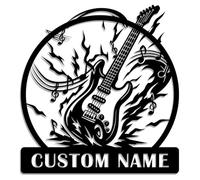 Personalized Explosive Electric Guitar Metal Sign - Custom Name Rock & Roll Music Wall Art - Metal Decoration for Studio, Bar, Guitarist Gift (Style-3)