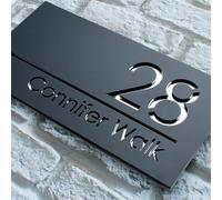 Personalized Exterior House Number Sign 3D Floating Residencial Number Sign Outdoor Street Address Wall Room Name Door Sign Deco (Gray + Silver)