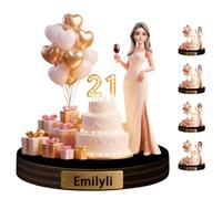 Personalized Face 21/25/30/40 Birthday Theme Cartoon Figurines Sculpture for Office Bedroom Home Decor Custom Name Photo Birthday Desktop Ornaments Fish Sculpture Desktop Decor for Family Friends