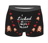 Personalized Face Boxer Briefs for Men Boyfriend Husband I Licked It So It's Mine Ugly Funny Underwear Novelty Shorts Gift for Valentine's Day, Anniversary, Wedding, Birthday
