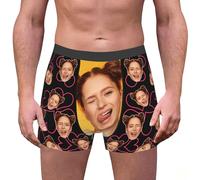 Personalized Face Boxers for Men Custom Underwear with Photo Picture Customized Boxers Gifts for Valentine's Day Boyfriend Husband Him Dark Gray #2 L