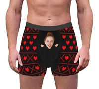 Personalized Face Boxers for Men Custom Underwear with Photo Picture Customized Boxers Gifts for Valentine's Day Boyfriend Husband Him Black #1 M