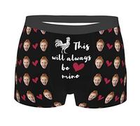 Personalized Face Boxers This Will Always be Mine Boxer Briefs Custom Photo Underwear Heart Rooster Briefs for Boyfriend Husband Him(Style 1)