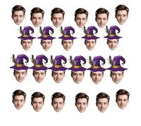 Personalized Face Halloween Banner - Custom Happy Sign for Celebrations - Photo Style Banners featuring Colorful Faces - Party Decor Set 6-20 Pieces including 5m Rope