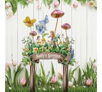 Personalized Fairy Garden Signs with Stake,Custom Flowers Metal Sign for Outside,Customized Butterfly Floral Welcome Plaque for Birthday Housewarming Gift,Gardening Ornaments for Lawn Yard Outdoor