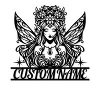 Personalized Fairy Metal Wall Art, Custom Fairy Foragers Sign, Whimsical Garden Decor, Enchanted Room Decoration, Unique for Fairy Lovers (Style-6)