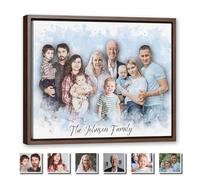 Personalized Family Canvas Wall Art From Multiple Photos Merge People Into One Picture Custom Watercolor Portrait Collage Unique Birthday Gift For Grandparents Parents Handcrafted Framed Artwork