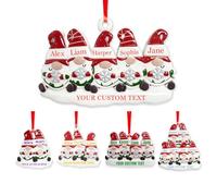 Personalized Family Christmas Ornament 2025 Custom Names & Text Gnome Decoration Customized Resin Santa Claus Hanging Xmas Tree Design Your Own Keepsake Gift Family of 2/3/4/5/6
