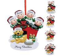 Personalized Family Christmas Ornaments 2024, Custom Christmas Tree Decorations with Names, Christmas Tree Hanging Pendant Keepsake - DIY Pet Dog Name - Premium Resin - Family of 3,4,5,6,7