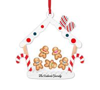 Personalized Family Christmas Ornaments - Custom Ornament with Family Name Text of 5-9 Names Snowman Gingerbread Man Christmas Decorations Hanging on Christmas Tree (Home-Family of 5)