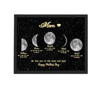 Personalized Family Moon Phase Canvas Poster Wall Art - Custom Kids Name Date of Birth Night Sky Lunar Print,Mothers Day Birthday Gift for Mom Dad Grandpa Grandma