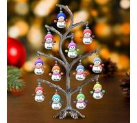 Personalized Family Name Snowman Christmas Tree Shape Crystal Lamp, Custom Tabletop Metal Christmas Tree LED Light,Christmas Decorations,Family Tree,Gift for Family