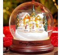 Personalized Family Snowman Light Up Crystal Ball Christmas Snow Globe Ornament with LED light,Custom Text Kids Name Glass Ball Christmas Night Light for Home Decor Desk Lamp,Xmas Gifts for Mon Dad