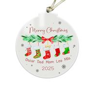 Personalized Family Stockings Christmas Ornament - Custom Acrylic Hanging Bauble XMAS Tree Decoration Merry Christmas Keepsake for Family, Parents, or Kids