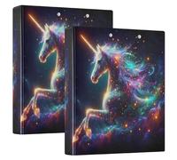 Personalized Fantasy Cartoon Unicorn Colorful 1.5 in Binders 3 Ring Hold 200 Sheets Folders Portfolio Round Ring Heavy Duty Binder, 12.4x10.63x2.36inch, 1 Pack