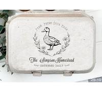 Personalized Farm Fresh Eggs Ranch Carton Stamps Duck Eggs Gathered Daily Stamper Wooden Rubber Stamp (80x80mm)