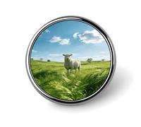 Personalized Fashion Lapel Pin Funny Metal Round Brooch Pin 1 Inch | Green Prairie Stroll Round Badge Pin with Custom Picture Novelty Unique Cute Button Pin for Bag Jacket Coat