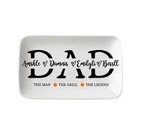 Personalized Father Day Grill Platter Dads/Daddy's Grilling Plate Custom Family Name BBQ Grilling Plate Fathers Day Birthday Gifts for Dad Daddy PaPa Grandpa from Son Daughter Wife Grandchild