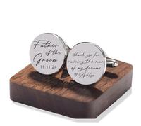 Personalized Father of the Bride Cufflinks Groom Husband Custom Wedding Cufflinks for Groomsmen Wooden Box Photo Cufflinks Set