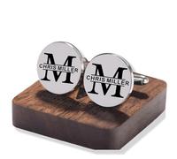 Personalized Father of the Bride Cufflinks Groom Husband Custom Wedding Cufflinks for Groomsmen Wooden Box Photo Cufflinks Set