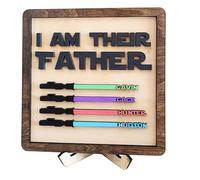 Personalized fathers day Wooden Signs I AM THEIR FATHER Sign Engraved Family Name and photo Plaques for DAD PAPA Desk Decor Plaques for Father Papa Daddy Grandpa Gifts for fathers day (style 2)