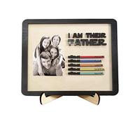 Personalized Fathers Day Wooden Signs - I AM THEIR FATHER Sign Engraved Family Name and Photo Plaques for DAD PAPA Desk Decor