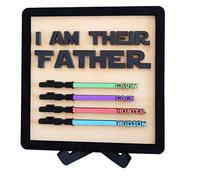 Personalized Fathers Day Wooden Signs I AM Their Father Sign Engraved Family Name and Photo Plaques for DAD PAPA Desk Decor Plaques for Father Papa Daddy Grandpa Gifts for Fathers Day (Style 1)