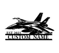 Personalized Fighter Jet Metal Wall Art - Custom Name Aviation Sign, Patriotic Air Force Decor for Veterans, Pilots & Aviation Enthusiasts, Custom Military Gift for Men, Metal Plane Wall Sign (Style
