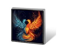 Personalized Fire And Water Phoenix Lapel Pin for Men Women Cute Funny Square Brooch for Ease And Safe Aluminum Alloy Brooches Suit Dress Accessories Wedding Party