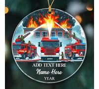 Personalized Firefighter Christmas Ornament 2024, Fire Truck Ornament Gift for Fireman Fire Department, Custom Year/Text/Name Best Firefighter Xmas Ornament, Fireman Firefighter Keepsake Ornaments