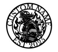 Personalized Firefighter Metal Sign - Custom Name & Badge Number Wall Art - First Responder Gift for Fireman, Firewoman, or Department Appreciation (Style-7)