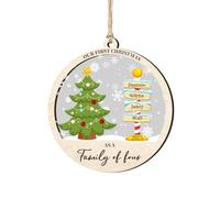 Personalized First Christmas As A Family of Four Ornament Custom Family Member Names 2-Layered Wooden Ornaments Xmas Tree Crafts Gifts for New Mom & Parents 1