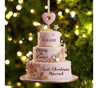 Personalized First Christmas as Mr and Mrs Ornament 2025,Custom Our First Christmas Married Wedding Ornament,Keepsake Gift for Newlywed Couple Bride Xmas Hanging Decoration