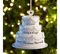 Personalized First Christmas Married Ornament 2025 Custom Wedding Cake 1st Xmars As Mr and Mrs Christmas Ornament Bridal Shower Keepsake Gift Marriage Gifts Wedding Gifts for Newlyweds,01