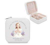 Personalized First Communion Gifts for Girls - Custom Jewelry Box with Name and Date, Elegant Keepsake for Rosary and Trinkets, Unique Holy Communion Gifts for Girls, Granddaughter, Goddaughter