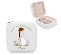 Personalized First Communion Gifts for Girls - Custom Jewelry Box with Name and Date, Elegant Keepsake for Rosary and Trinkets, Unique Holy Communion Gifts for Girls, Granddaughter, Goddaughter