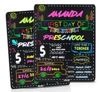 Personalized First Day and Last Day of School Sign 13" x 16" Large Chalkboard Style Photo Prop Back to School Supplies - 2 Pcs