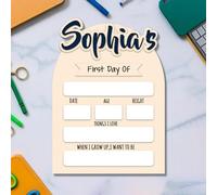 Personalized First Day of School Sign - Reusable Dry Erase Back to School Board with Name Plate - Wooden Photo Prop for Preschool, Kindergarten, Pre-K Kids