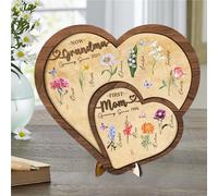 Personalized First Mom Now Grandma Wooden Plaque with Stand Custom Grandma's Garden Birthday Flower Plaque Grandkids Frame Mom Gifts From Daughters Sons Grandma Gifts From Grandkids